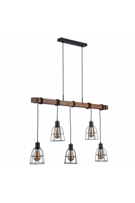 Obrázok pre Italux Reda PND-4793-5-L závesné svietidlo 5xE27 40W matná čierna, drevo