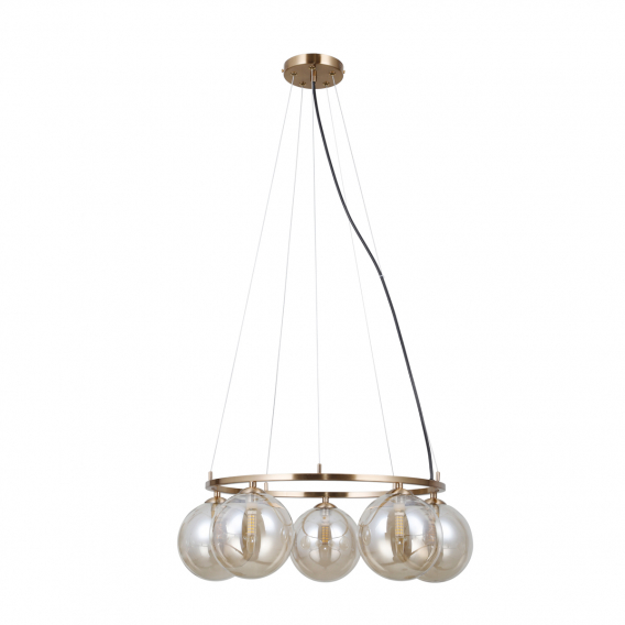 Obrázok pre Italux Molite PND-1098-5R-HB závesné svietidlo 5xG9 zlatá,jantár